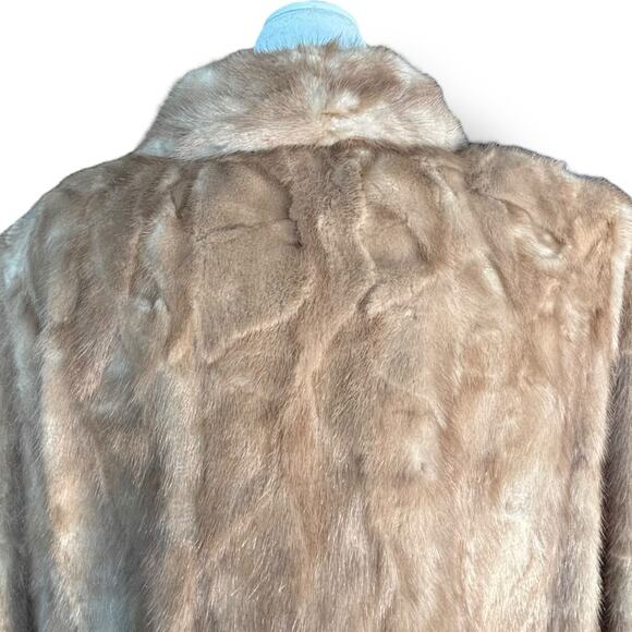 Vintage 60s A Herman Furs Brown Mink Fur Coat Mid Length Lined Classic Luxury - Picture 10 of 16